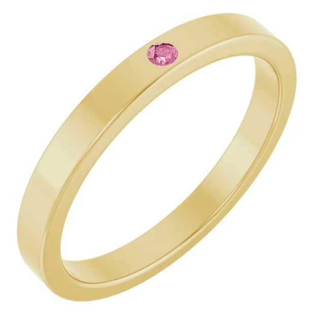 14K Stackable Flush-Set Gemstone Ring