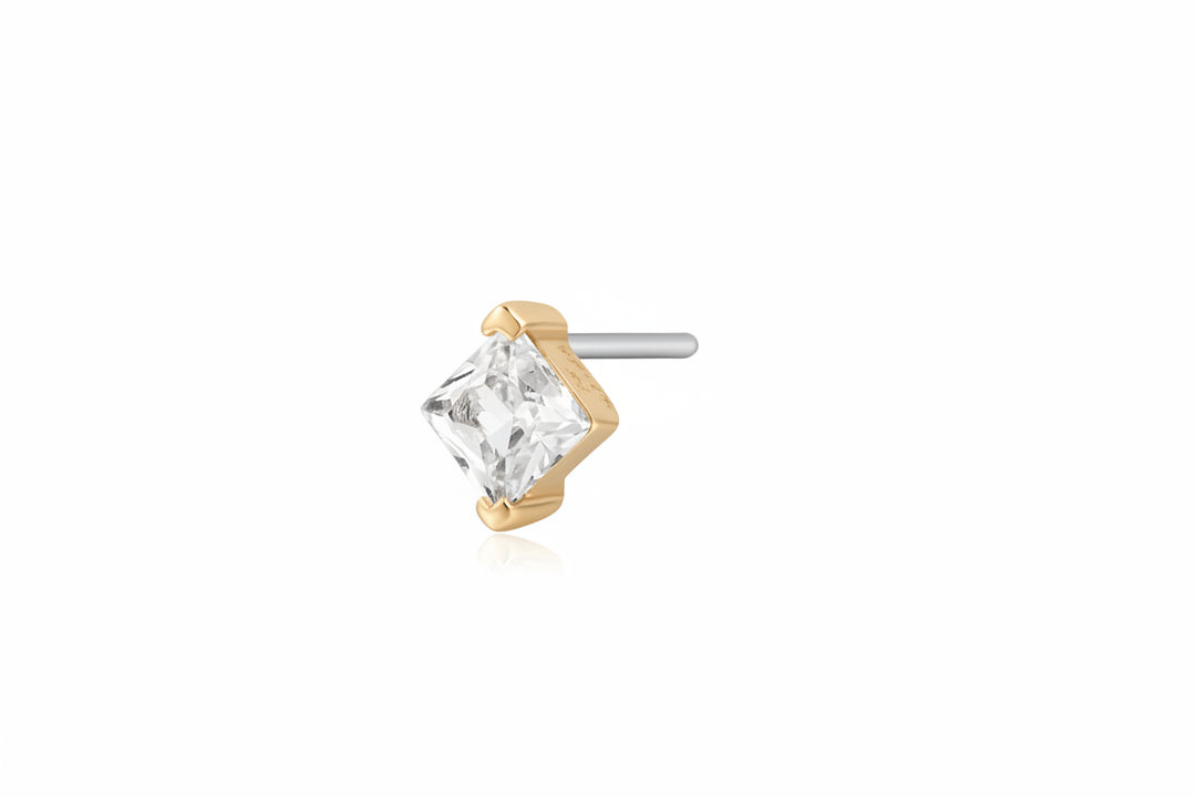 14K Starburst White Sapphire Flat Back Stud