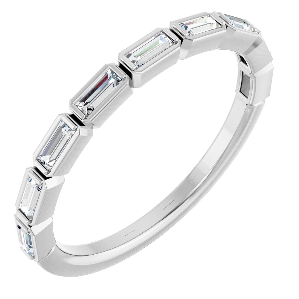 14K Straight Baguette Diamond Bezel Anniversary Band