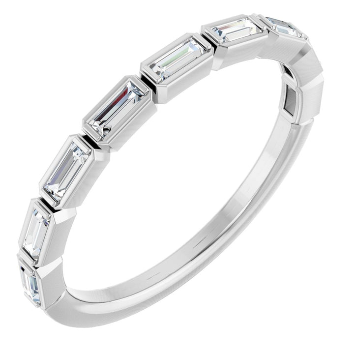 14K Straight Baguette Diamond Bezel Anniversary Band