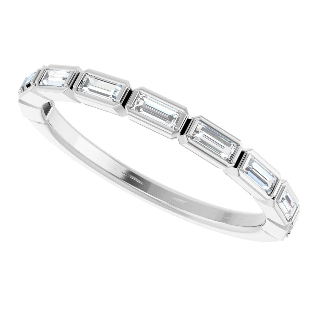 14K Straight Baguette Diamond Bezel Anniversary Band