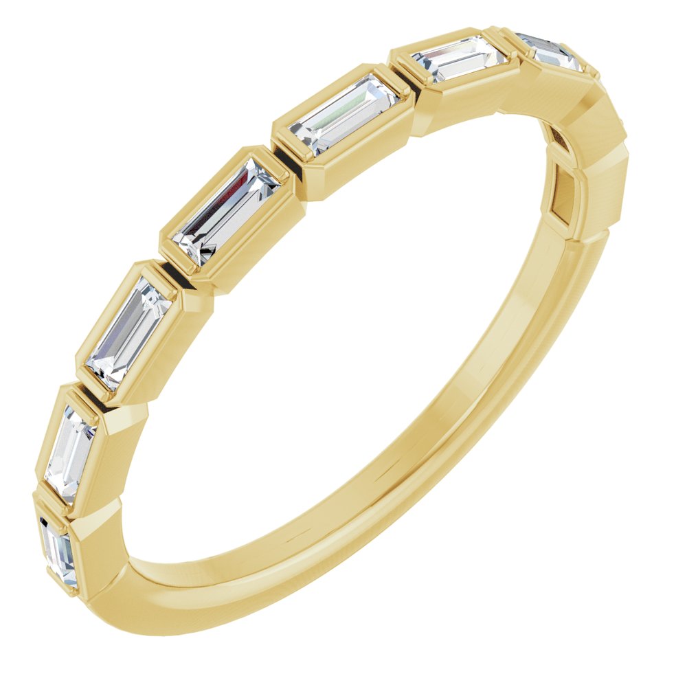 14K Straight Baguette Diamond Bezel Anniversary Band