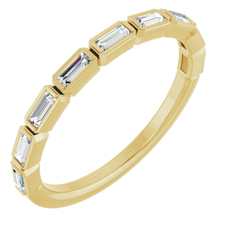 14K Straight Baguette Diamond Bezel Anniversary Band