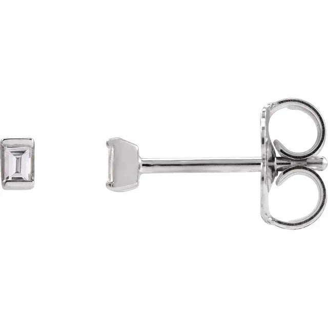 14K Straight Baguette Diamond Stud
