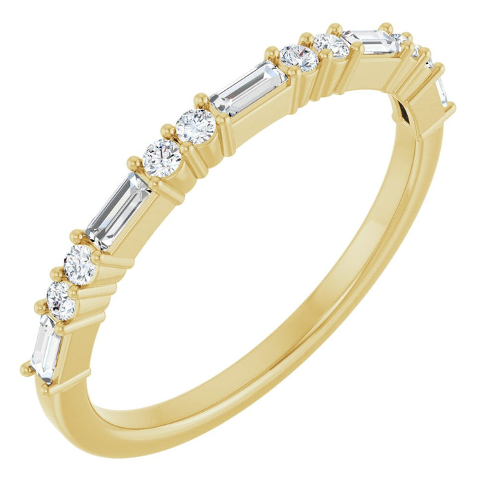 14K Straight Baguette &amp; Double Round Diamond Anniversary Band