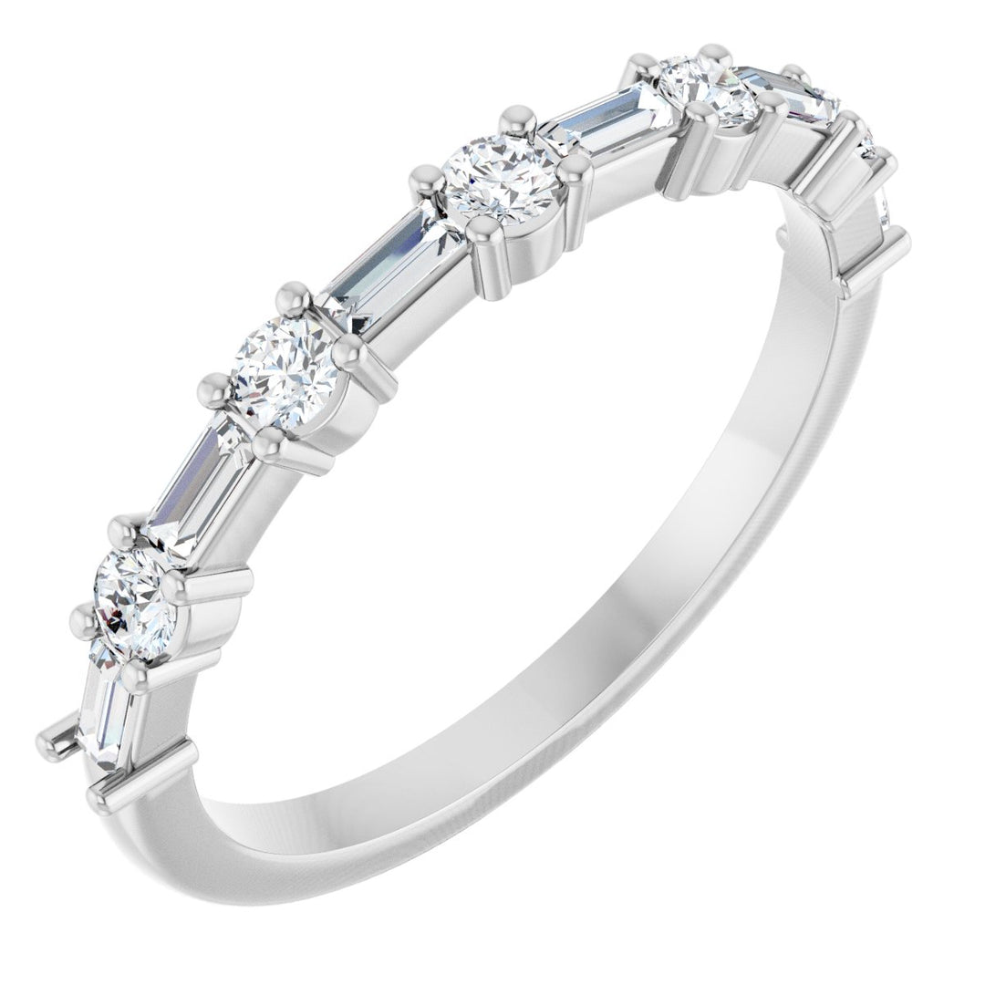 14K Straight Baguette &amp; Round Diamond Anniversary Band