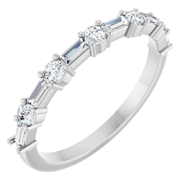 14K Straight Baguette &amp; Round Diamond Anniversary Band