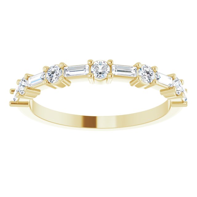 14K Straight Baguette &amp; Round Diamond Anniversary Band