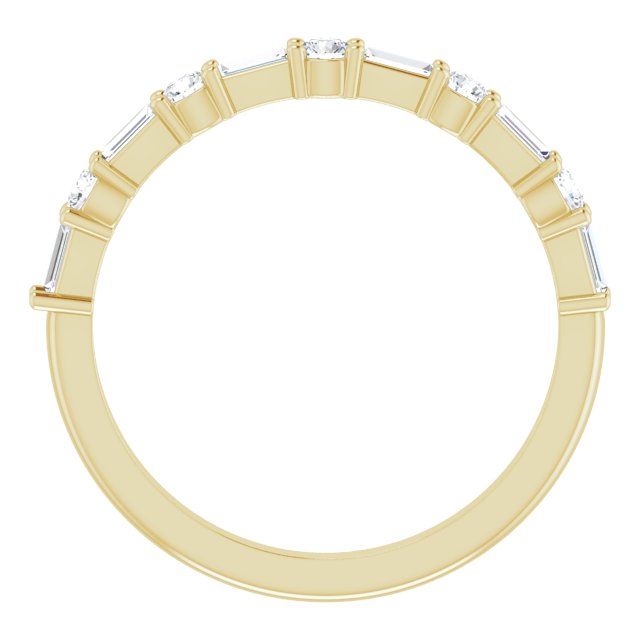 14K Straight Baguette &amp; Round Diamond Anniversary Band