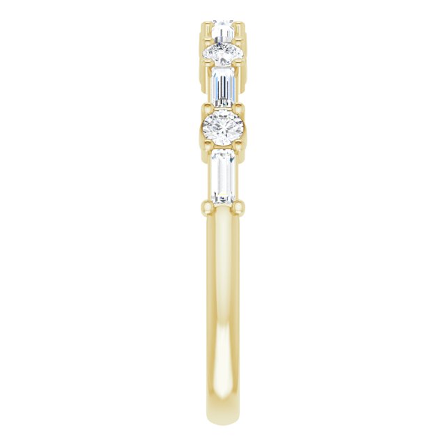 14K Straight Baguette &amp; Round Diamond Anniversary Band