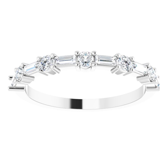 14K Straight Baguette &amp; Round Diamond Anniversary Band