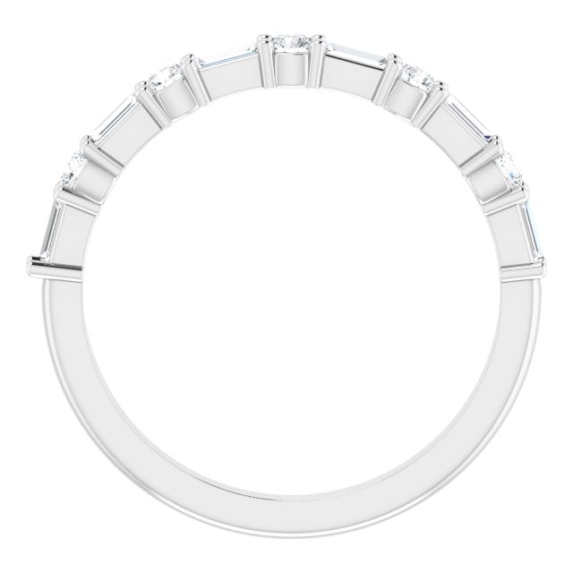 14K Straight Baguette &amp; Round Diamond Anniversary Band