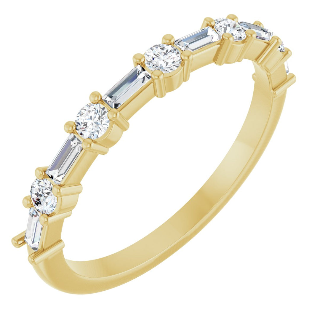 14K Straight Baguette &amp; Round Diamond Anniversary Band