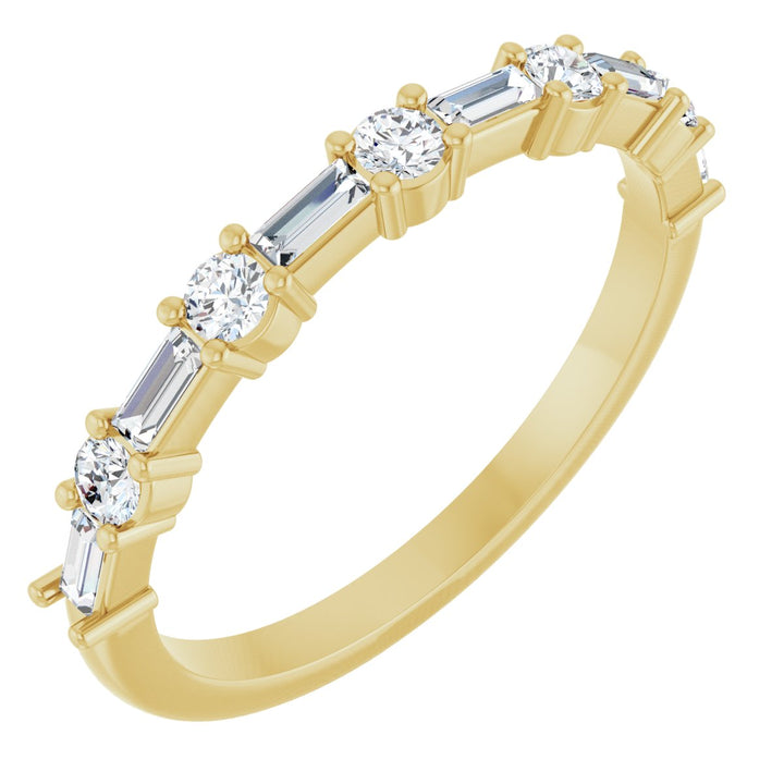 14K Straight Baguette &amp; Round Diamond Anniversary Band