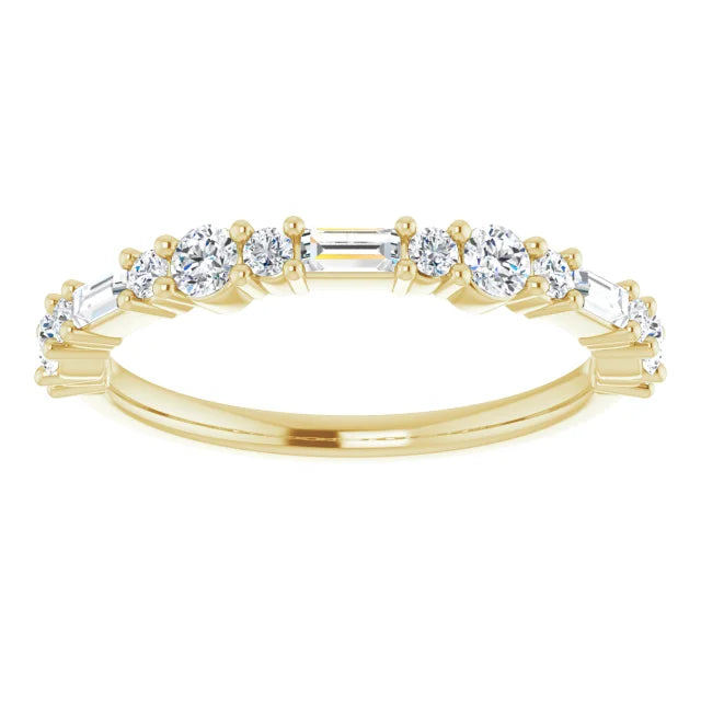 14K Straight Baguette &amp; Triple Round Diamond Anniversary Band