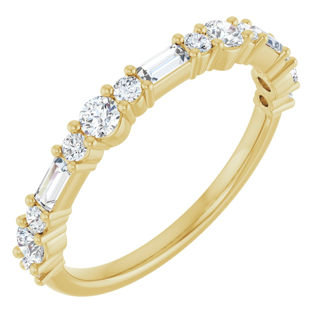 14K Straight Baguette &amp; Triple Round Diamond Anniversary Band