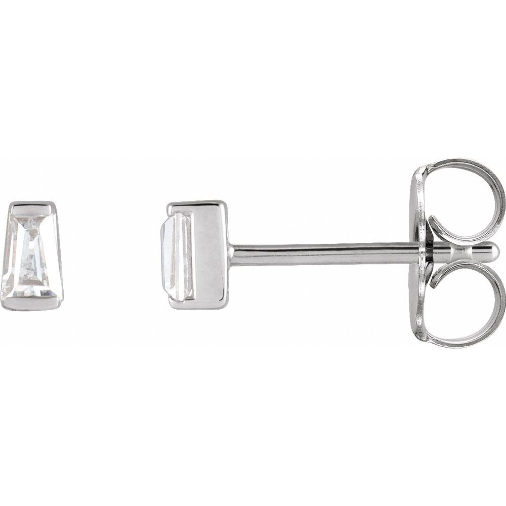 14K Tapered Diamond Baguette Stud