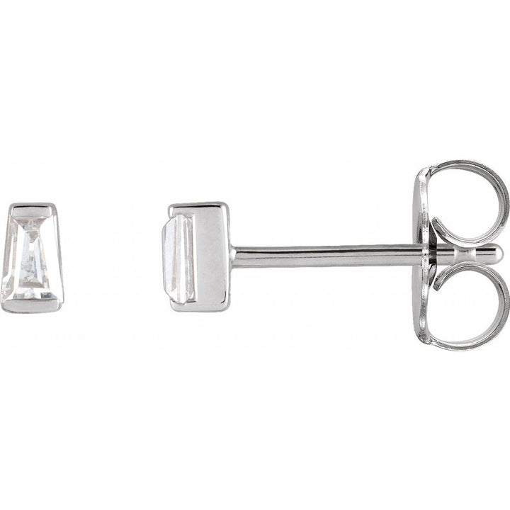 14K Tapered Diamond Baguette Stud