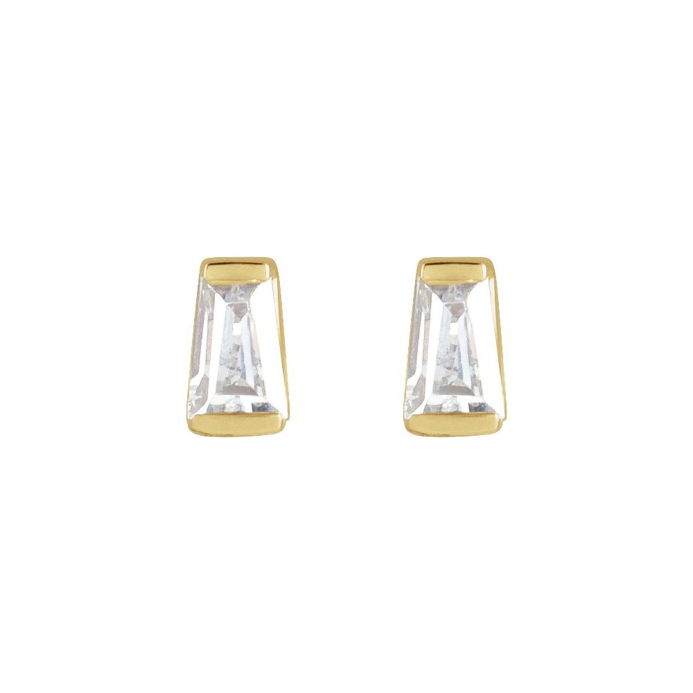 14K Tapered Diamond Baguette Stud