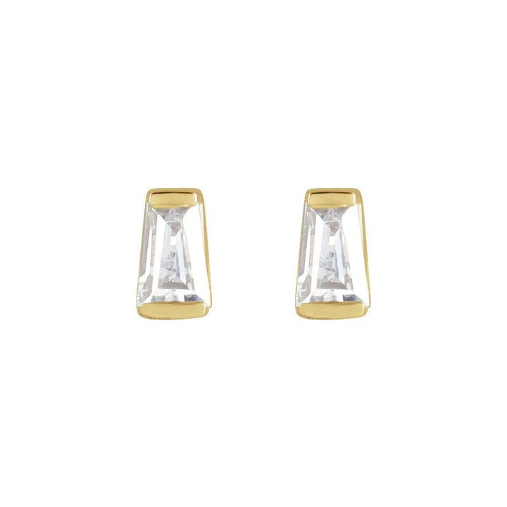 14K Tapered Diamond Baguette Stud