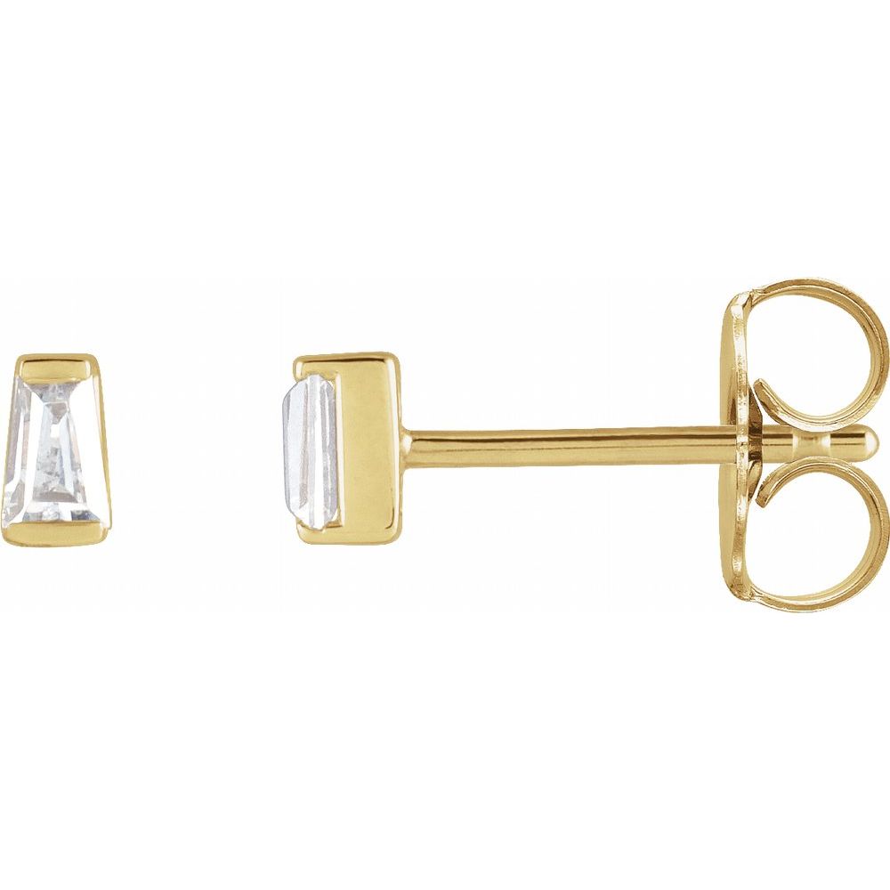 14K Tapered Diamond Baguette Stud