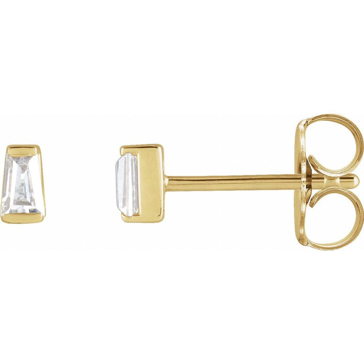 14K Tapered Diamond Baguette Stud