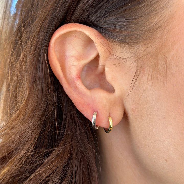 14K Thin Two-Tone Huggies