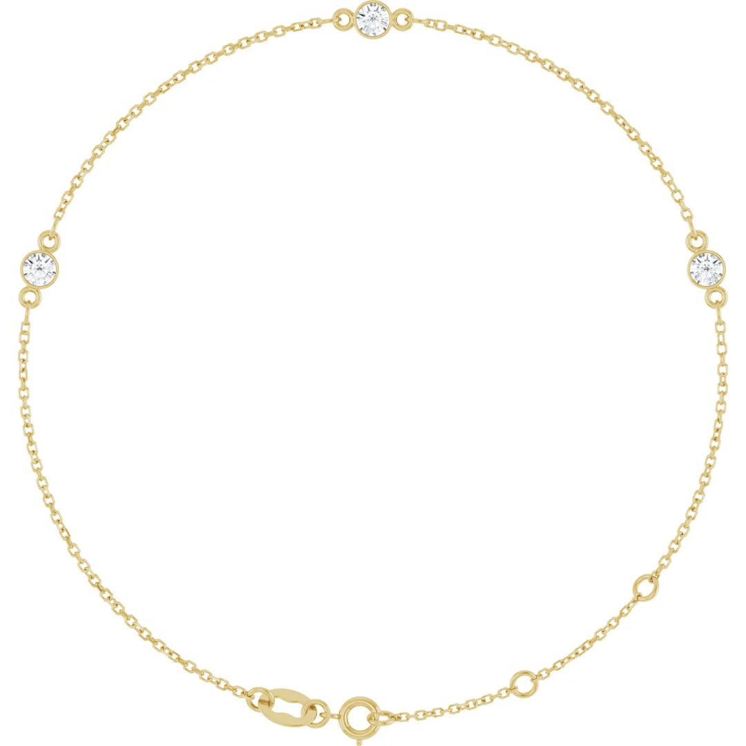 14K Three Bezel Diamond Bracelet