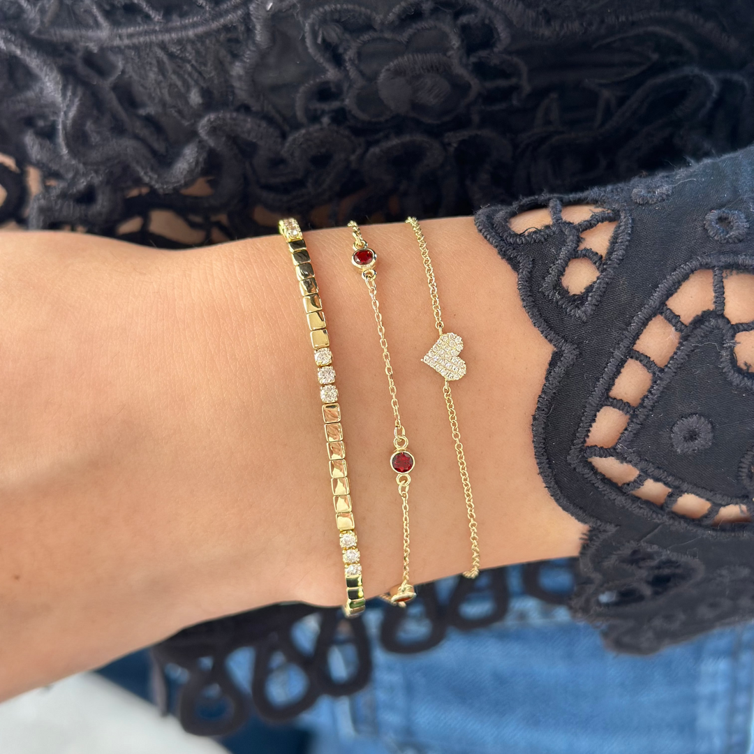 14K Pave Diamond Heart Bracelet