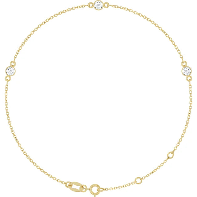 14K Three Bezel Gemstone Bracelet