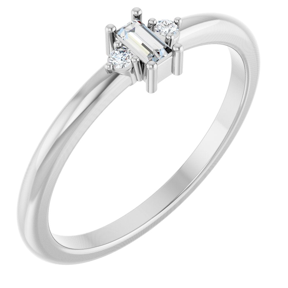14K Three-Stone Baguette Diamond Ring