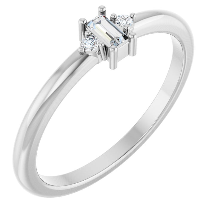 14K Three-Stone Baguette Diamond Ring