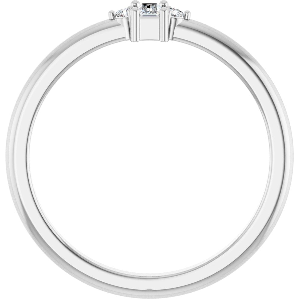 14K Three-Stone Baguette Diamond Ring