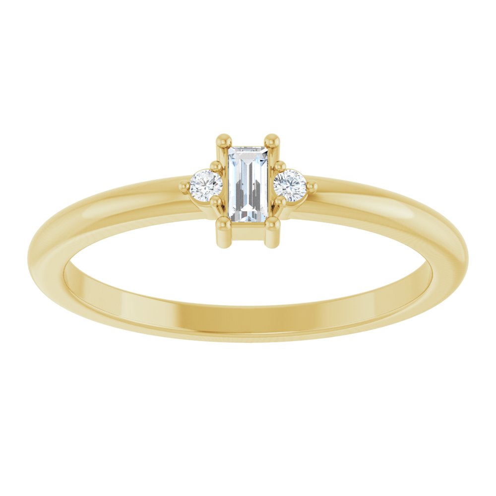 14K Three-Stone Baguette Diamond Ring
