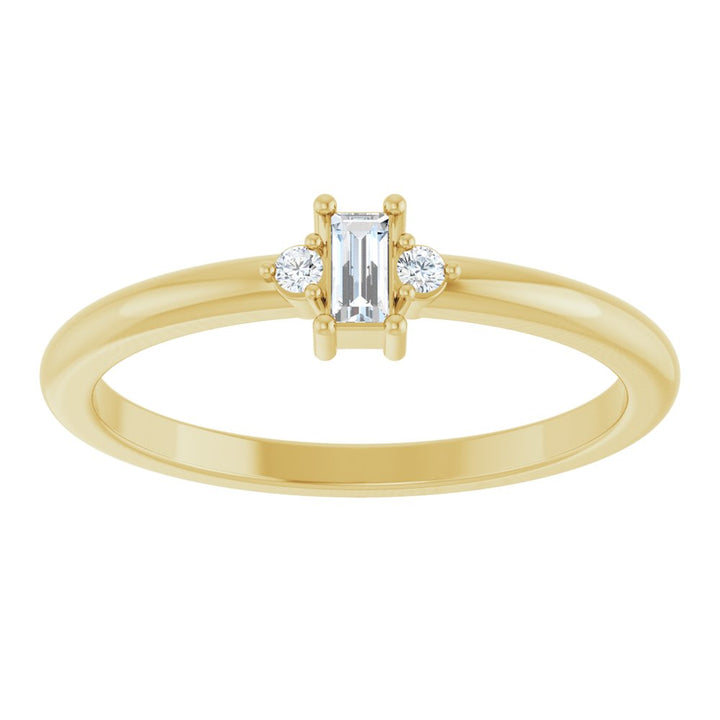 14K Three-Stone Baguette Diamond Ring