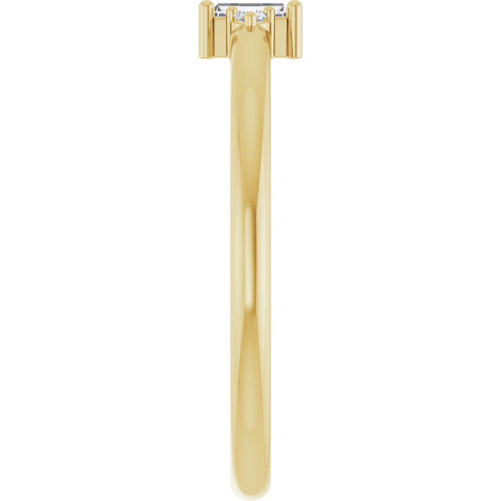 14K Three-Stone Baguette Diamond Ring
