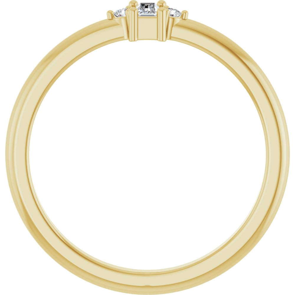 14K Three-Stone Baguette Diamond Ring