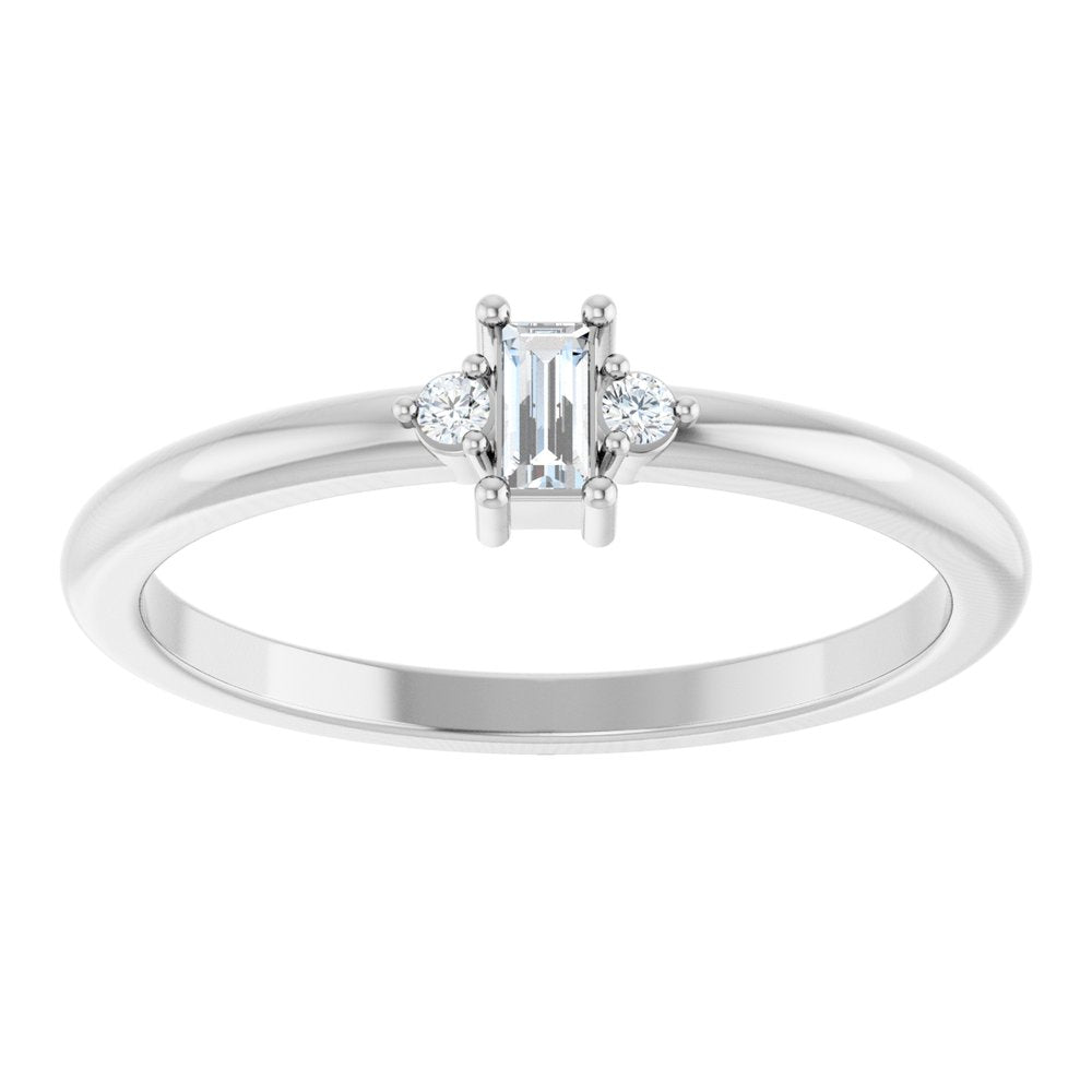 14K Three-Stone Baguette Diamond Ring