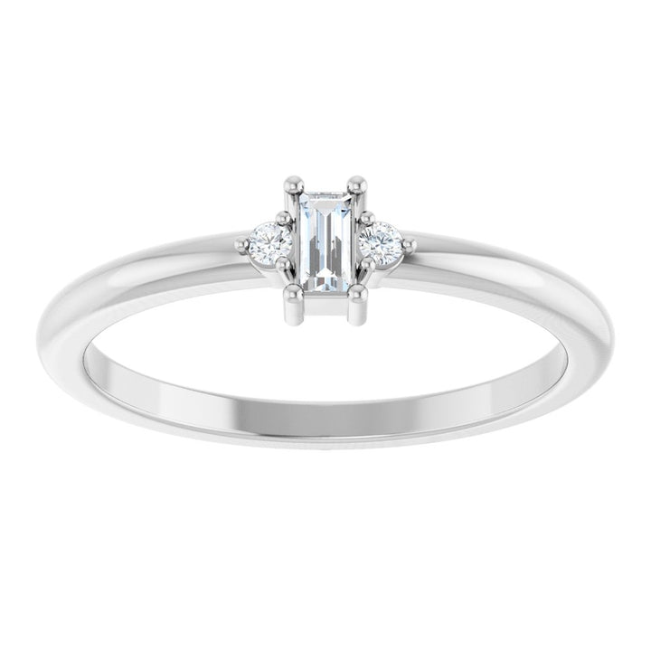 14K Three-Stone Baguette Diamond Ring