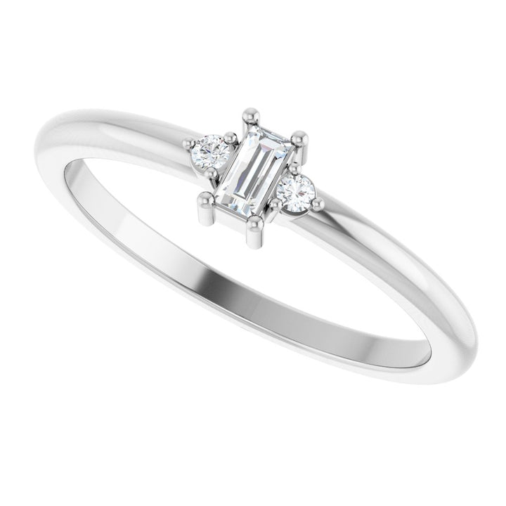 14K Three-Stone Baguette Diamond Ring