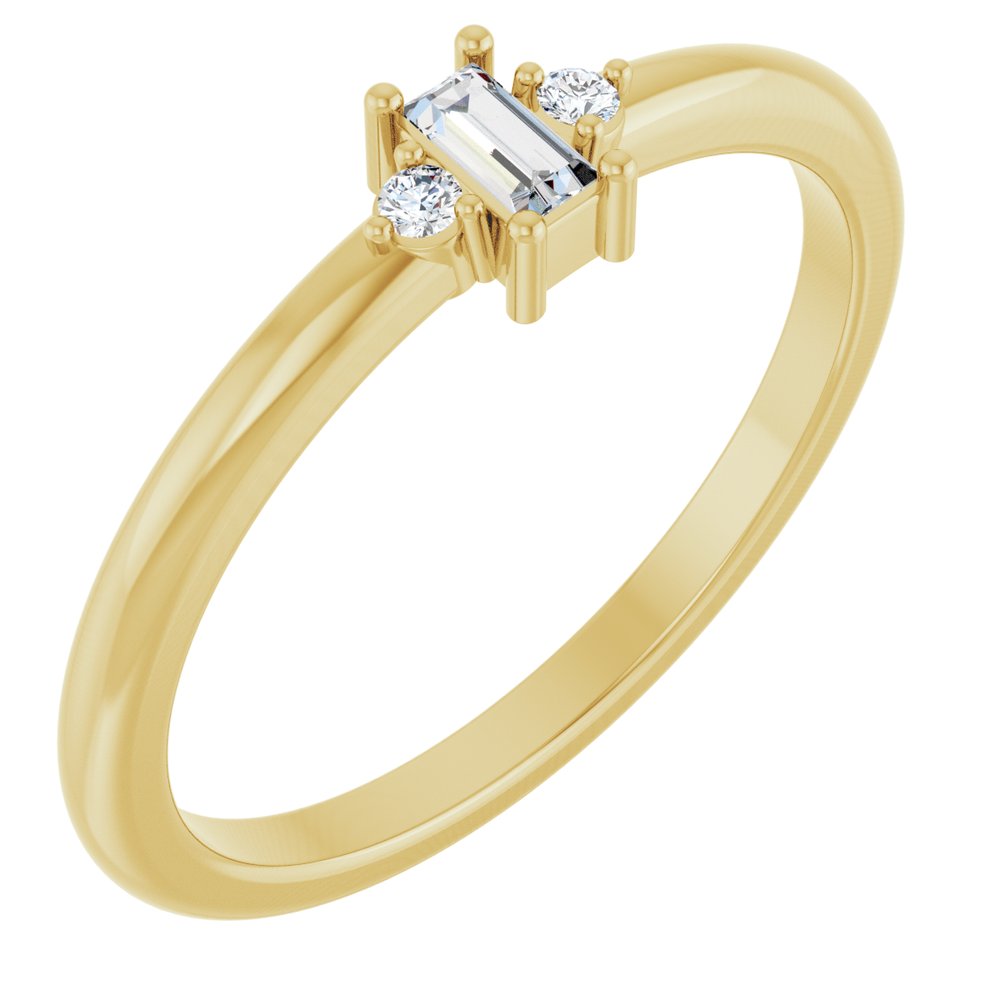14K Three-Stone Baguette Diamond Ring