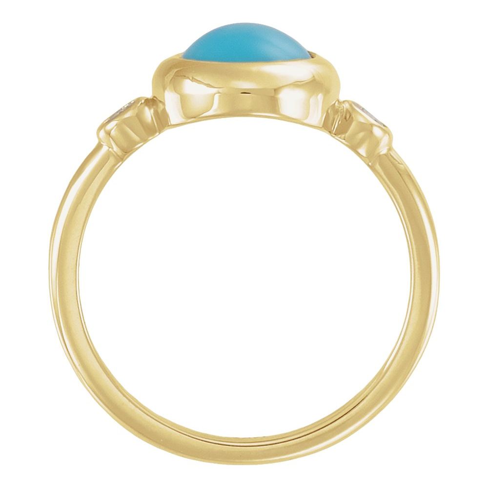 14K Three-Stone Gemstone &amp; Diamond Bezel Ring