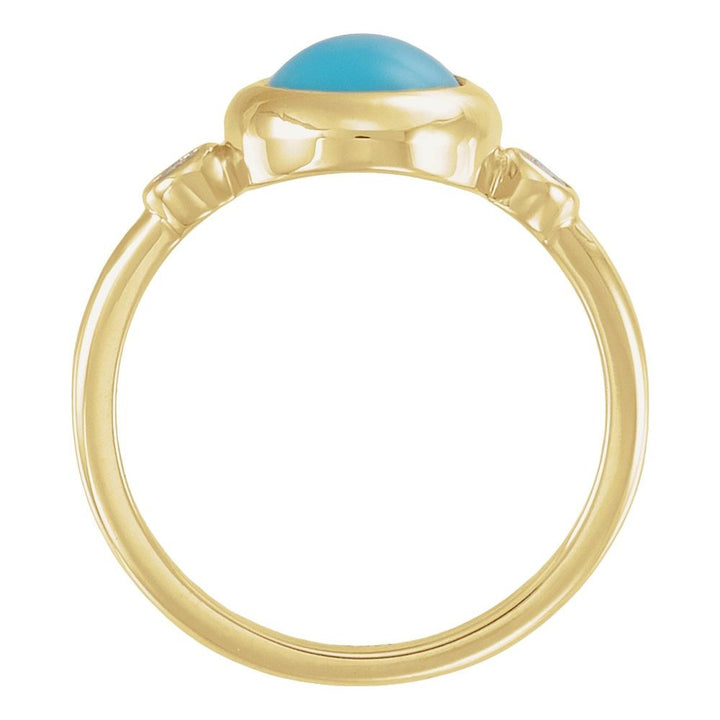 14K Three-Stone Gemstone &amp; Diamond Bezel Ring