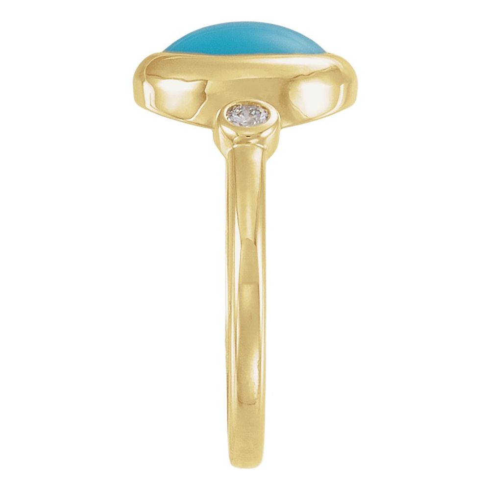 14K Three-Stone Gemstone &amp; Diamond Bezel Ring