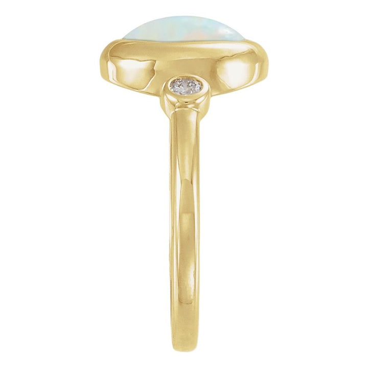 14K Three-Stone Gemstone &amp; Diamond Bezel Ring