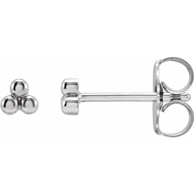 14K Tiny 3 Bead Stud