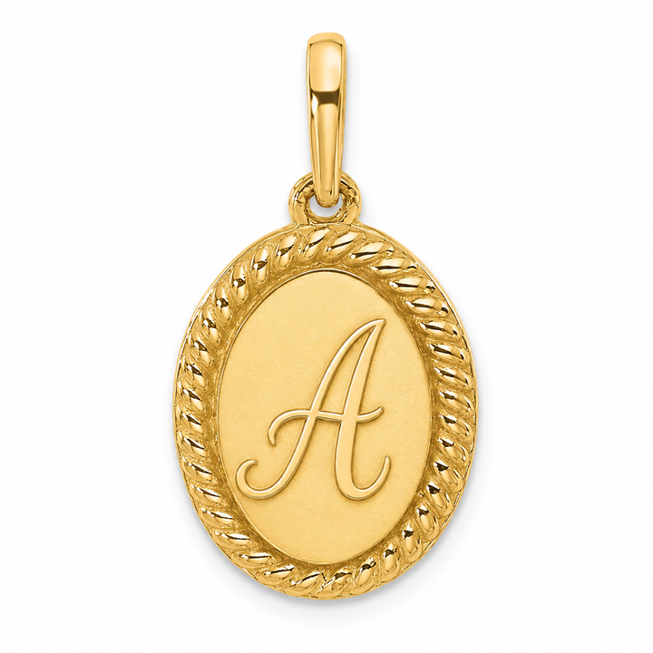14K Tiny A Oval Rope Charm