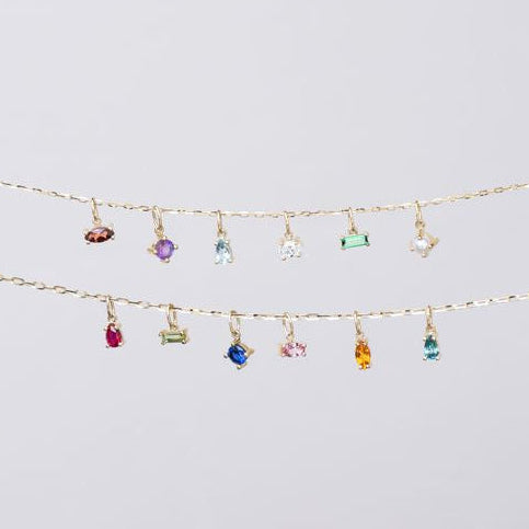 14K Tiny Birthstone Charm