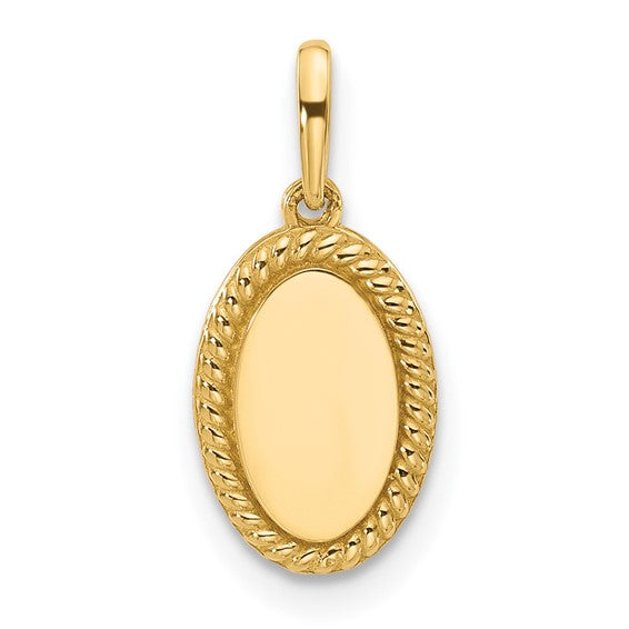 14K Tiny Engravable Oval Rope Charm