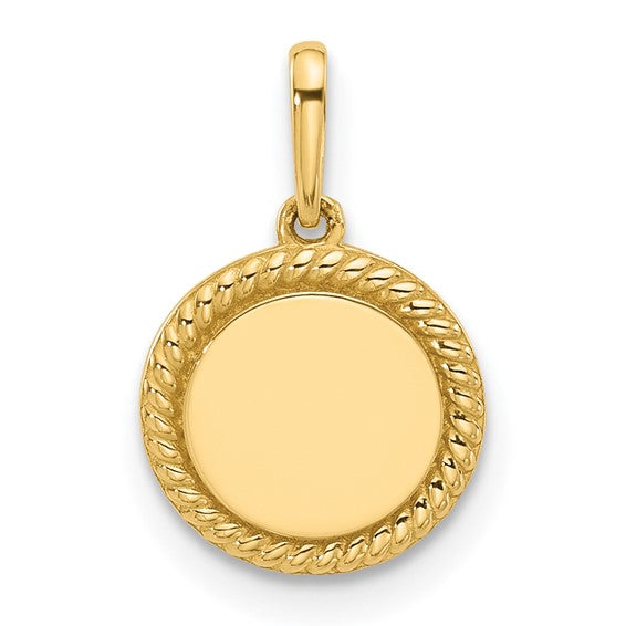 14K Tiny Engravable Round Rope Charm